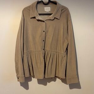 American Eagle Outfitters Light Tan Corduroy Shirt